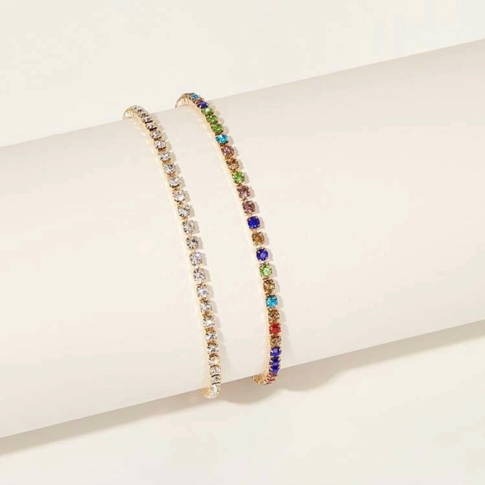 3/$30 💛 2Pc Rhinestone Anklet - Picture 2 of 4